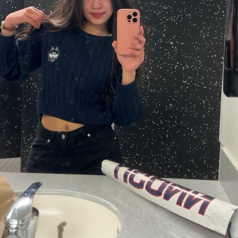 Uconn Navy Blue Cropped Sweater from uconn